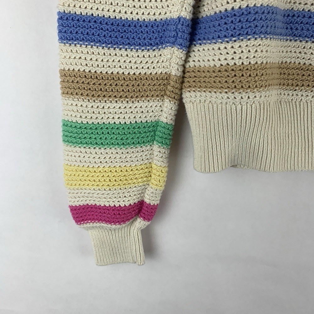 GAP Womens Rainbow Crochet Sweater Size Small Pride Open Knit Cotton Twee - Picture 8 of 8
